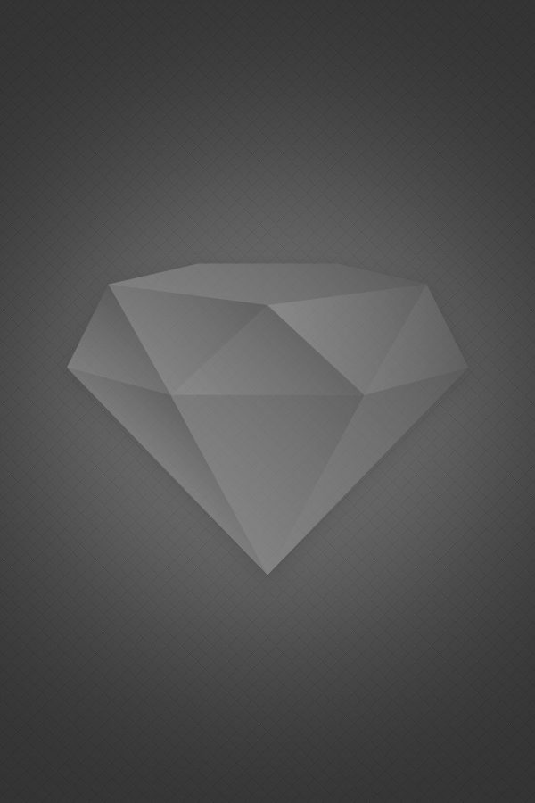 Low-poly gray diamond on dark textured background