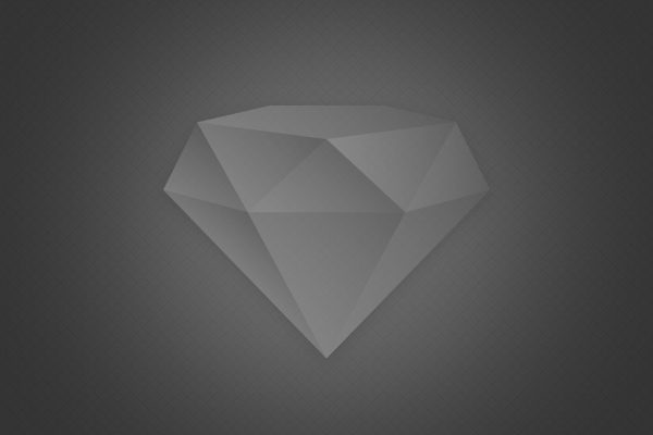 Low-poly gray diamond on dark textured background