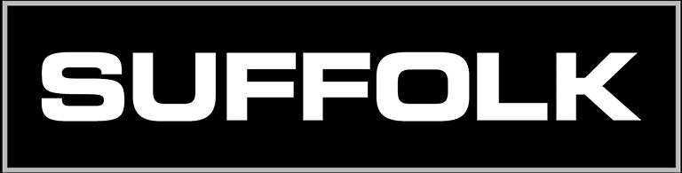 Black sign with white "SUFFOLK" lettering
